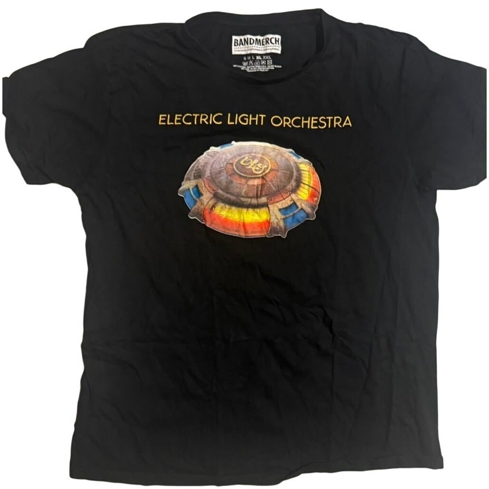 Electric Light Orchestra ELO Bandmerch Black Graphic T-Shirt Mens L Spaceship